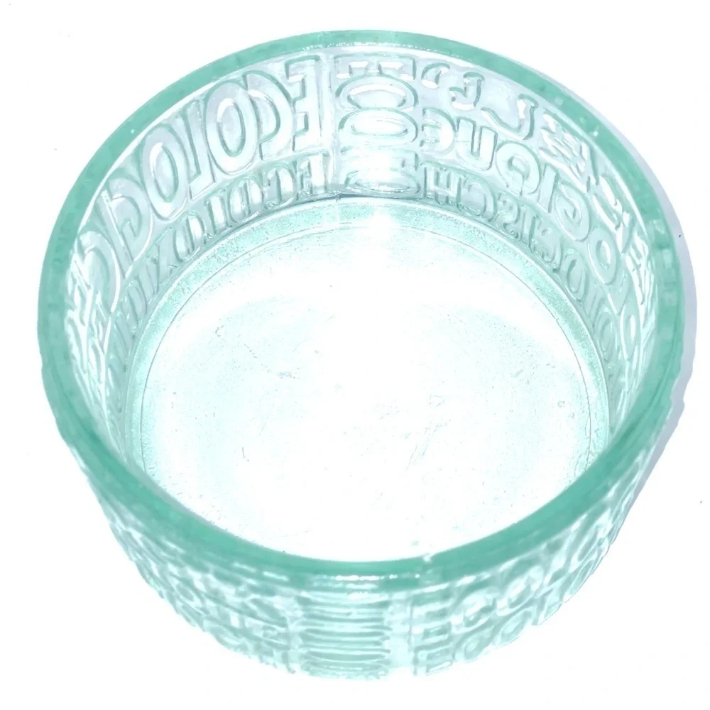 Vidreco Recycled Glass Bowl Embossed Ecologic Multi-Language Green Aqua 5x2.75”
